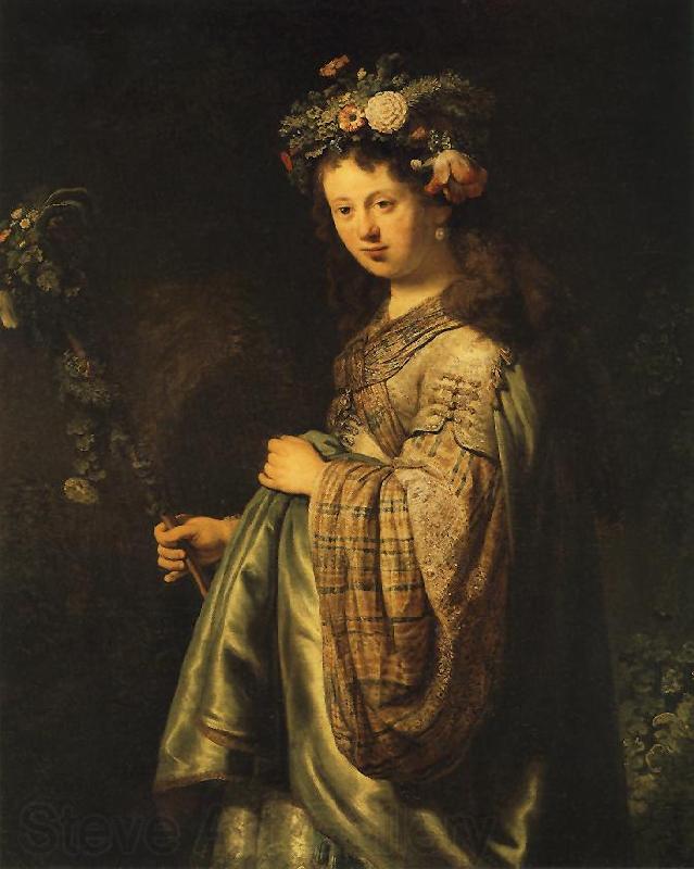REMBRANDT Harmenszoon van Rijn Saskia as Flora France oil painting art